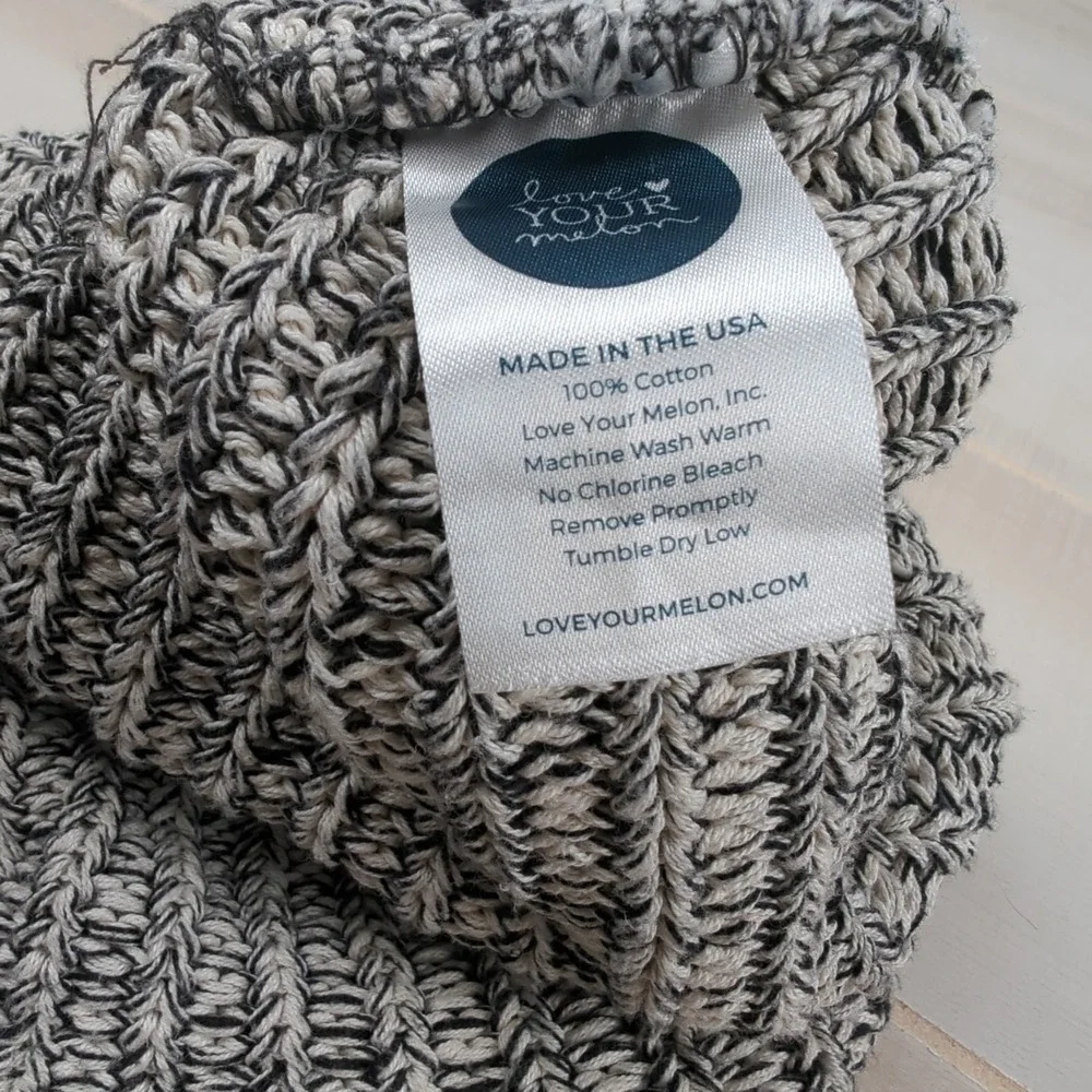 Love Your Melon Black and Off-White‎ Knit Speckled Cuffed Beanie